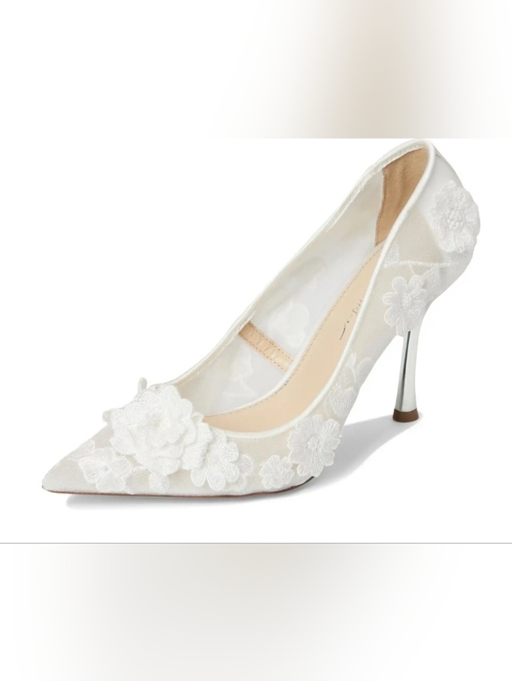 Betsey Johnson Aimey ivory white floral applique embroidered pumps size 9 new‎